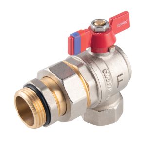 FERRO Vent.guľ.voda,dn25     1" so šrub.M rohový pre rozdeĺovač PN30