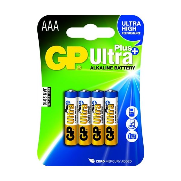 Bateria GP Ultra plus - AAA- LR03 BL.+150% alkaline 4ks